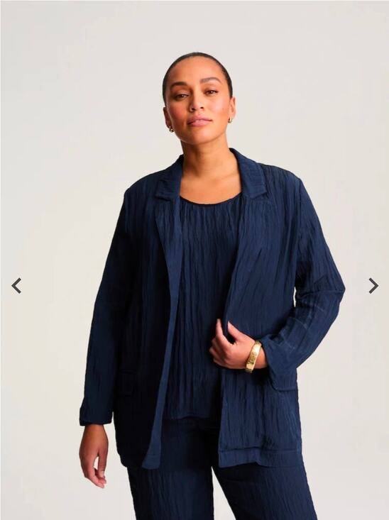 J. Jill Jackets & Blazers - J. Jill Wearever Crinkled Open-Front Blazer 3X Navy Blue Notch Collar Pockets